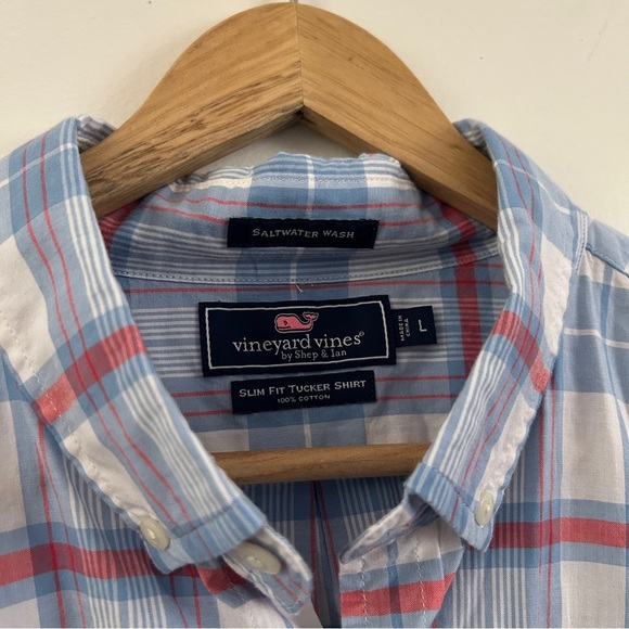 Vineyard Vines Men’s Blue and Red Slim Fit Tucker Button Down Shirt Large - Picture 3 of 4